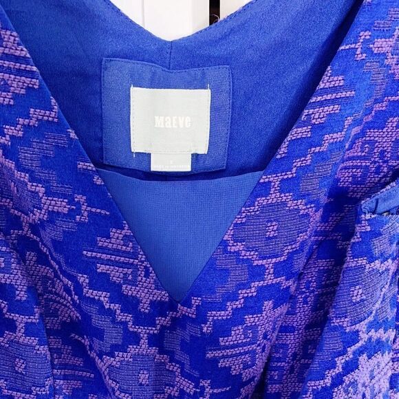 Anthropologie Maeve Women’s Blue & Purple Jacquard-Patterned Mini Dress Sz. 2 - Picture 8 of 12